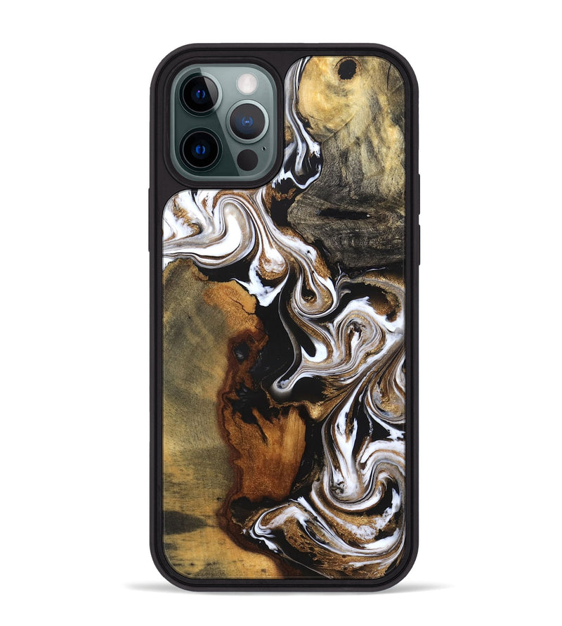 iPhone 12 Pro Max Wood Phone Case - Agatha (Black & White, 831145)