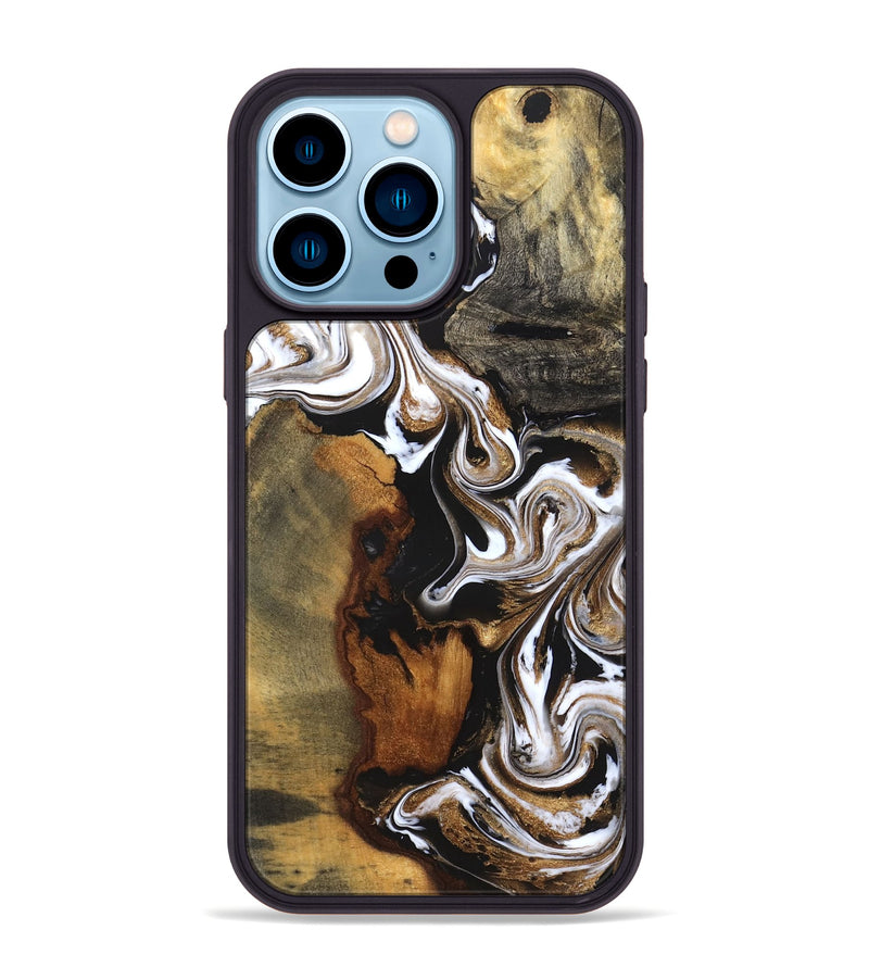 iPhone 14 Pro Max Wood Phone Case - Agatha (Black & White, 831145)