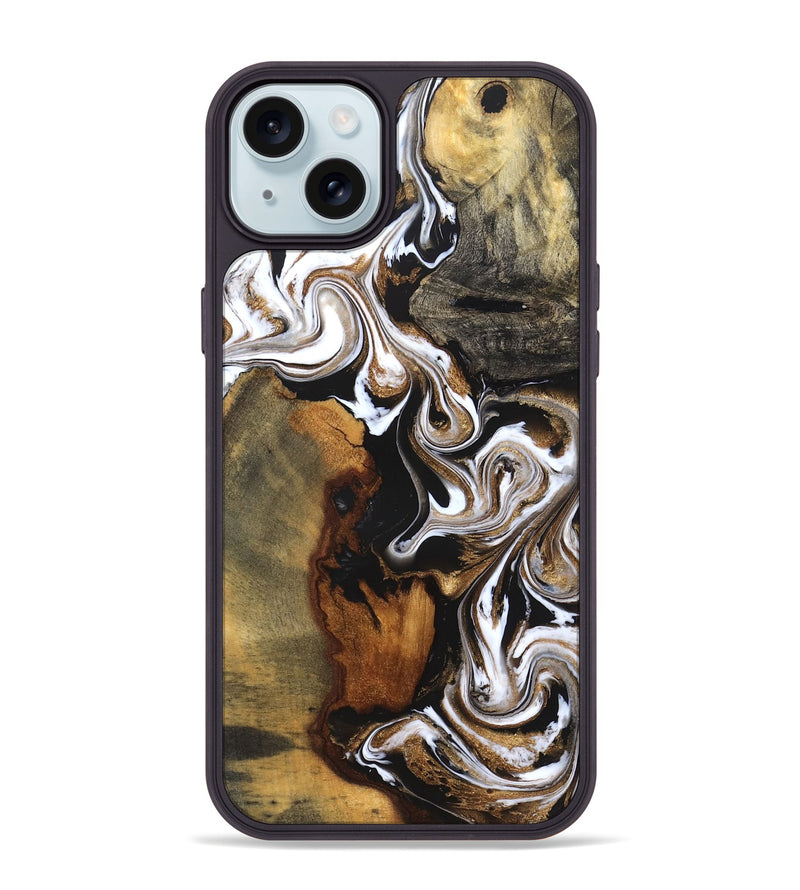 iPhone 15 Plus Wood Phone Case - Agatha (Black & White, 831145)
