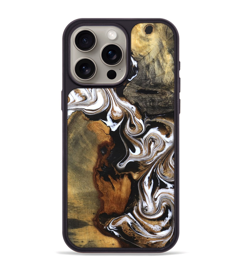 iPhone 15 Pro Max Wood Phone Case - Agatha (Black & White, 831145)
