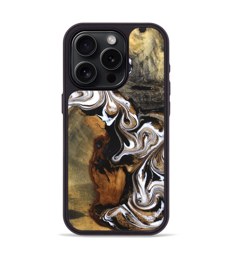 iPhone 15 Pro Wood Phone Case - Agatha (Black & White, 831145)