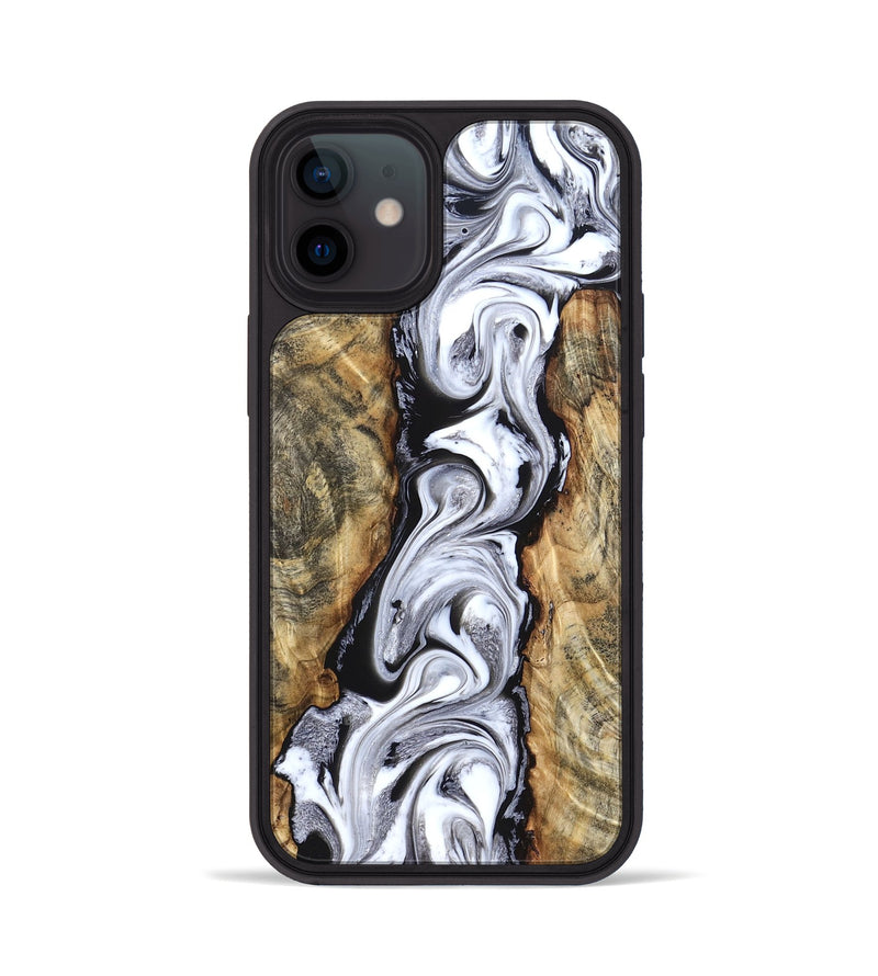 iPhone 12 Wood Phone Case - Kamron (Black & White, 831146)