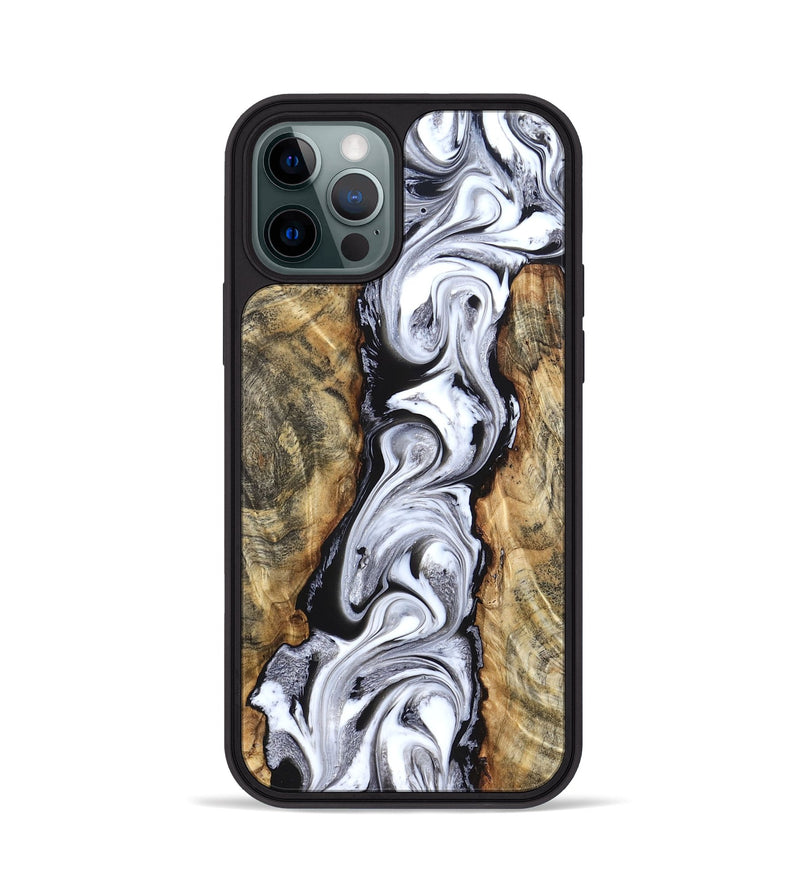 iPhone 12 Pro Wood Phone Case - Kamron (Black & White, 831146)