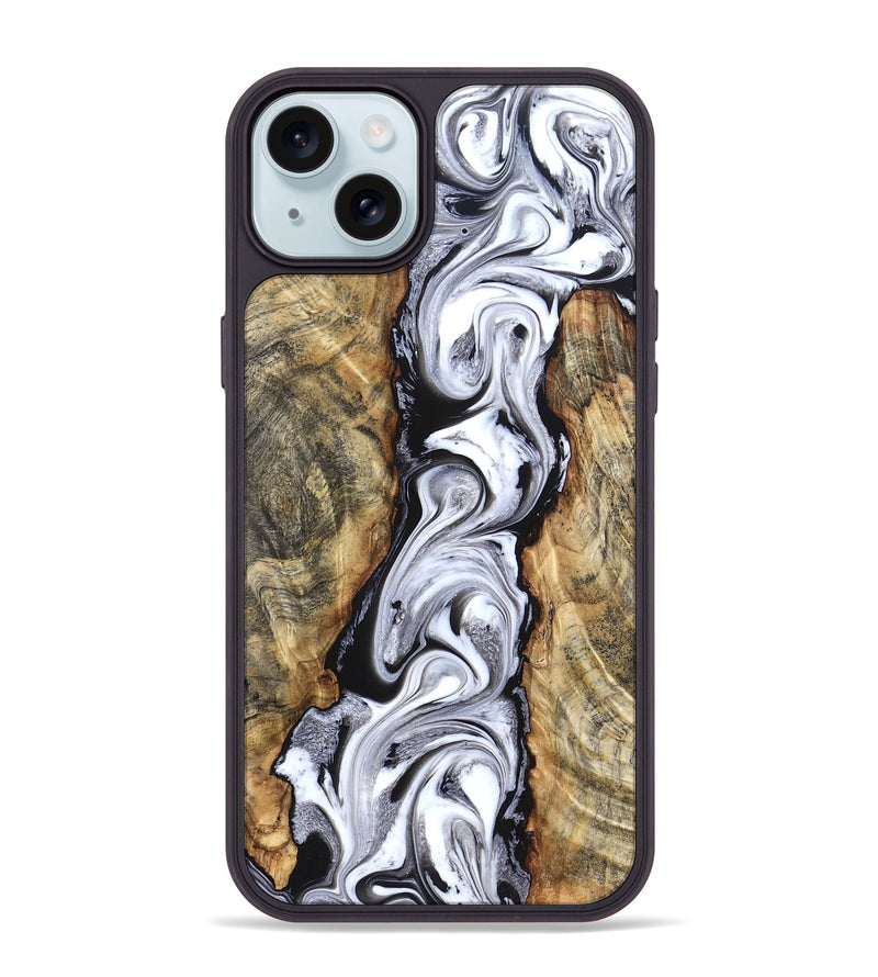 iPhone 15 Plus Wood Phone Case - Kamron (Black & White, 831146)