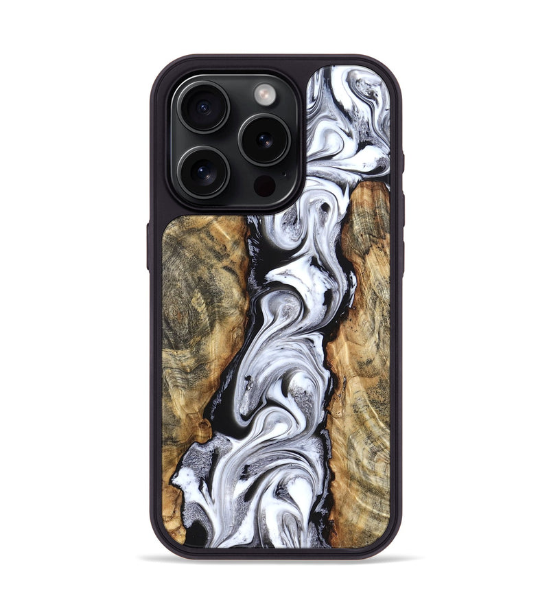 iPhone 15 Pro Wood Phone Case - Kamron (Black & White, 831146)