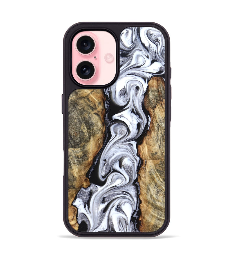 iPhone 16 Wood Phone Case - Kamron (Black & White, 831146)