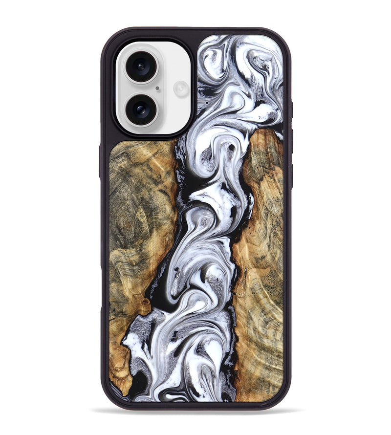 iPhone 16 Plus Wood Phone Case - Kamron (Black & White, 831146)