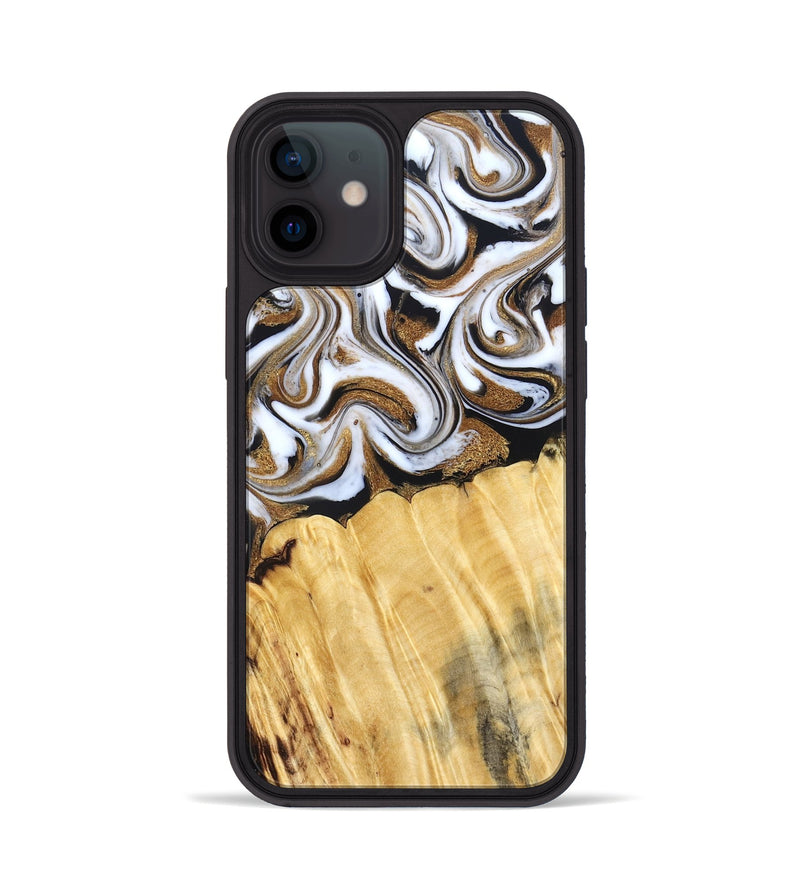 iPhone 12 Wood Phone Case - Delia (Black & White, 831148)