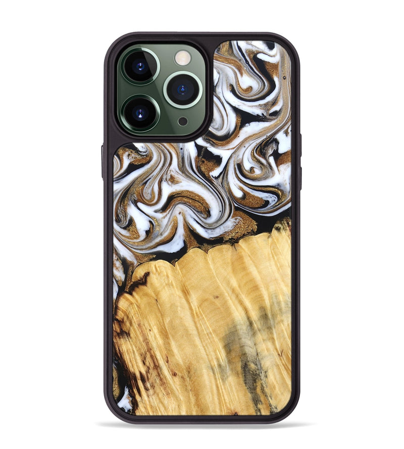 iPhone 13 Pro Max Wood Phone Case - Delia (Black & White, 831148)