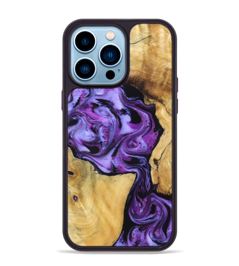 iPhone 14 Pro Max Wood Phone Case - Mayra (Purple, 831152)