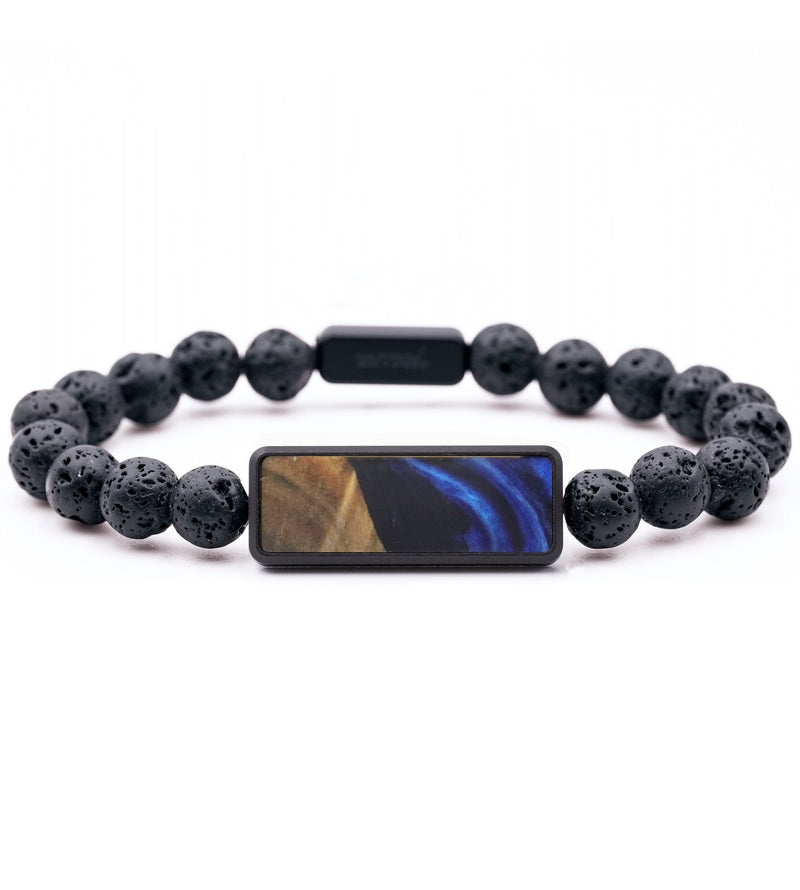 Lava Bead Wood Bracelet - Charlie (Blue, 831230)