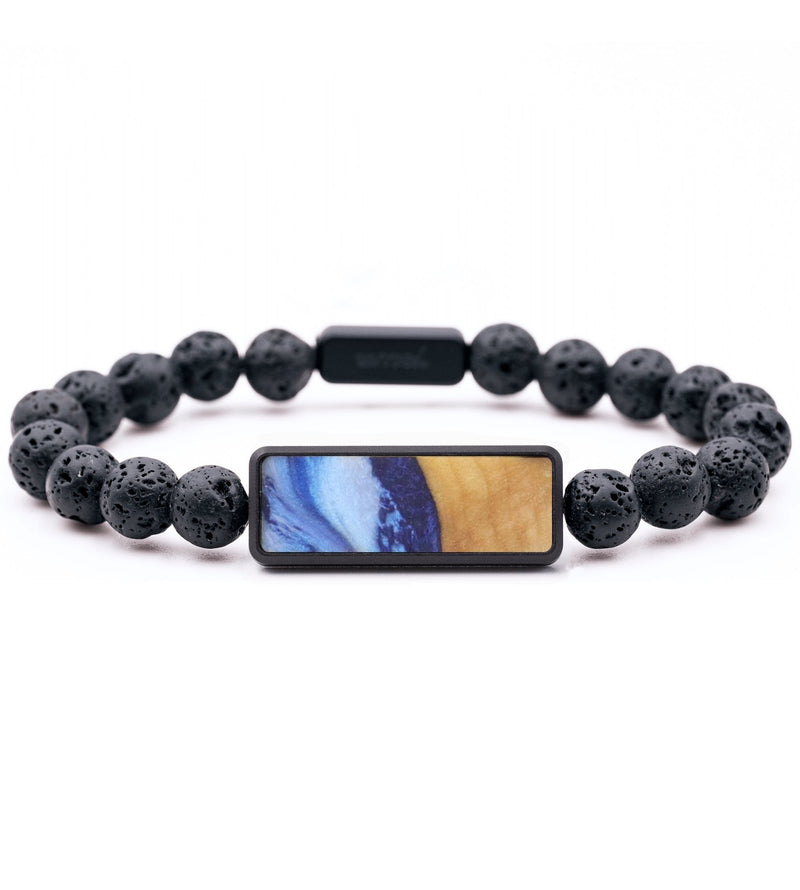 Lava Bead Wood Bracelet - Christi (Blue, 831233)