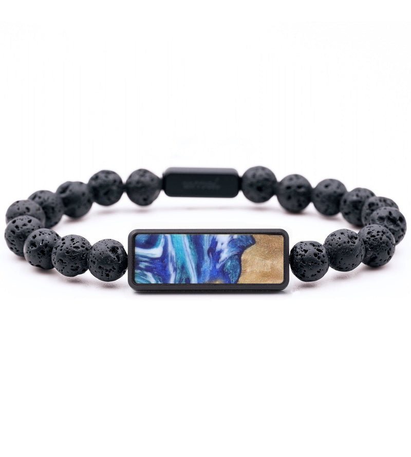 Lava Bead Wood Bracelet - Isabelle (Blue, 831236)
