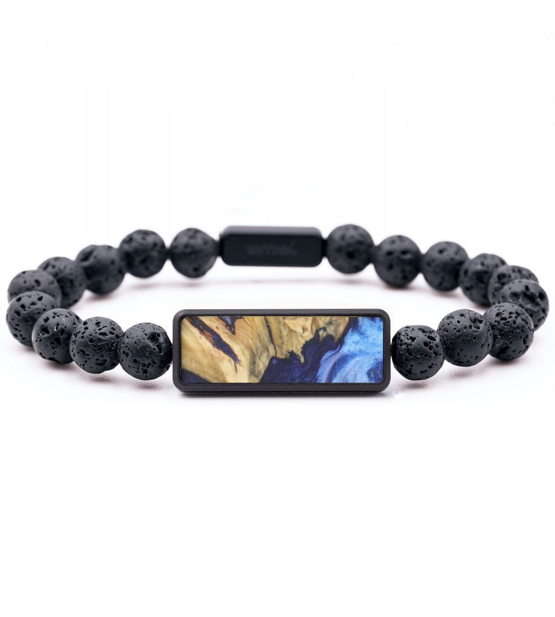 Lava Bead Wood Bracelet - Penny (Blue, 831246)
