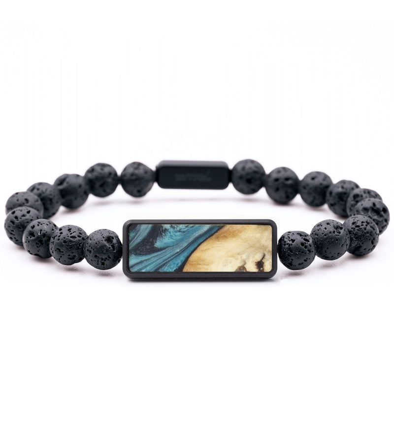 Lava Bead Wood Bracelet - Miguel (Blue, 831248)