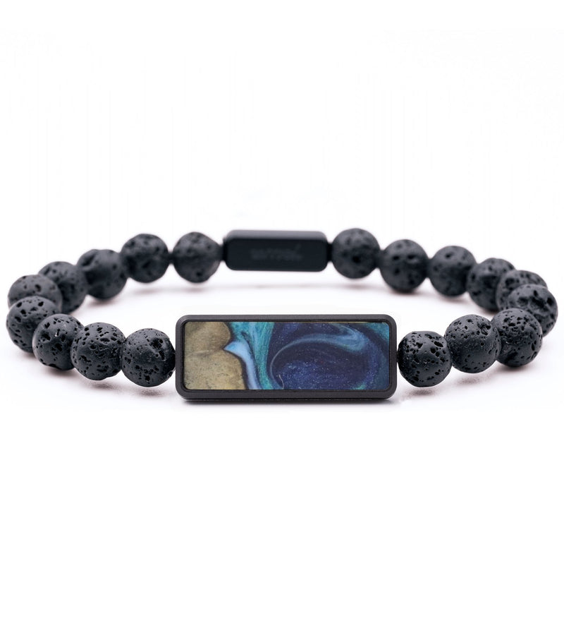 Lava Bead Wood Bracelet - Daisy (Blue, 831259)