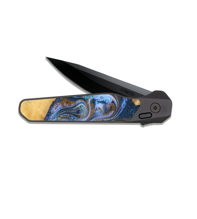 EDC Dark Slate Wood Pocket Knife - Reed (Teal & Gold, 831267)