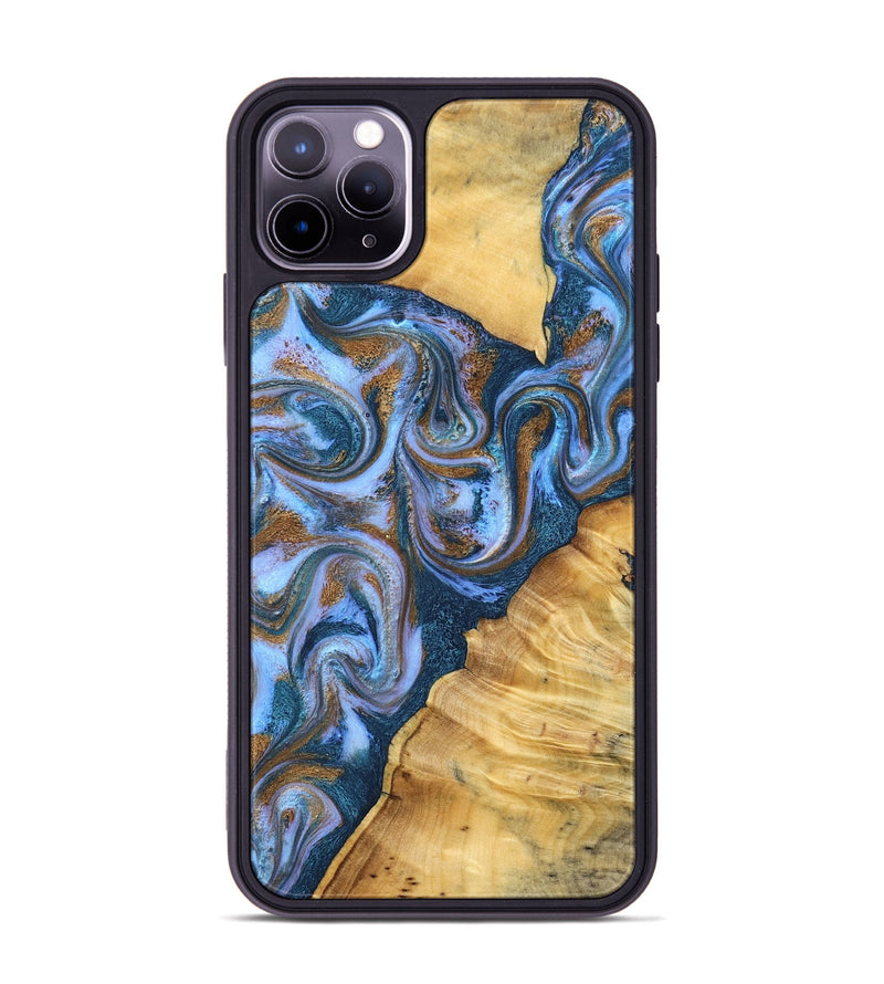iPhone 11 Pro Max Wood Phone Case - Reed (Teal & Gold, 831267)