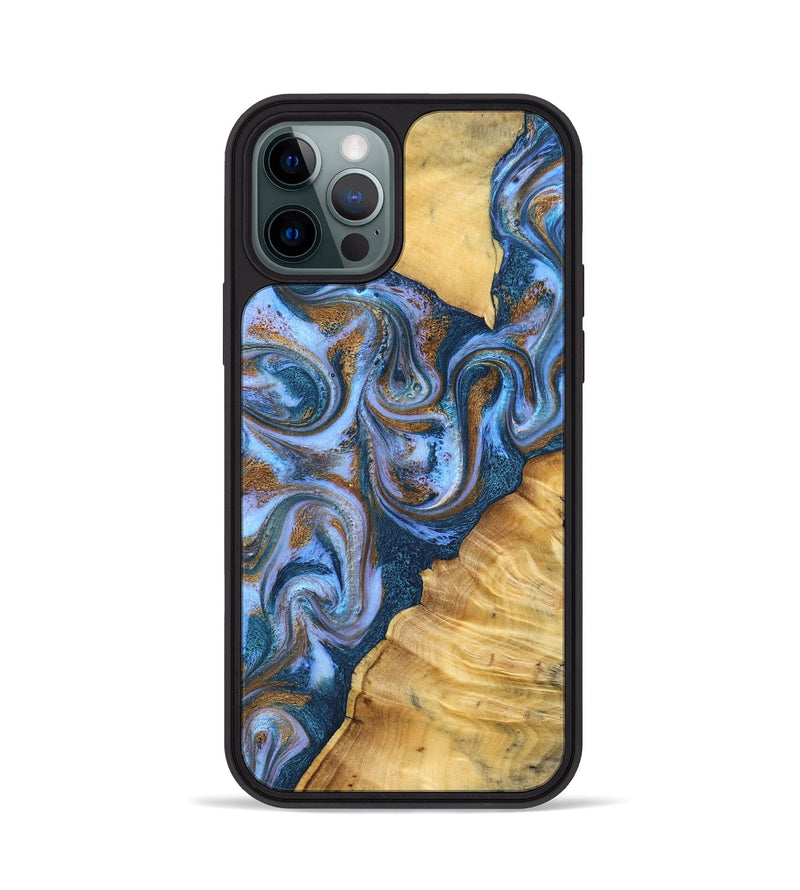 iPhone 12 Pro Wood Phone Case - Reed (Teal & Gold, 831267)