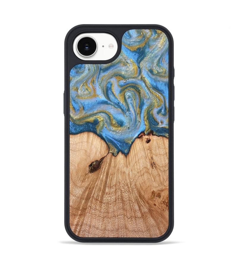 iPhone 16e Wood Phone Case - Alysia (Teal & Gold, 831268)