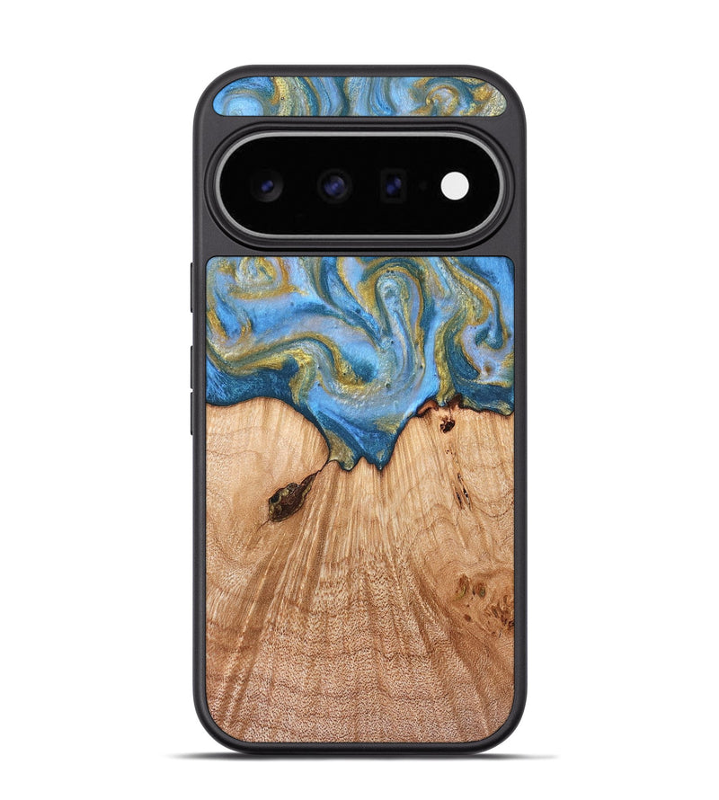 Pixel 11 Pro Wood Phone Case - Alysia (Teal & Gold, 831268)