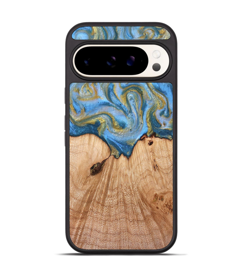 Pixel 9 Wood Phone Case - Alysia (Teal & Gold, 831268)