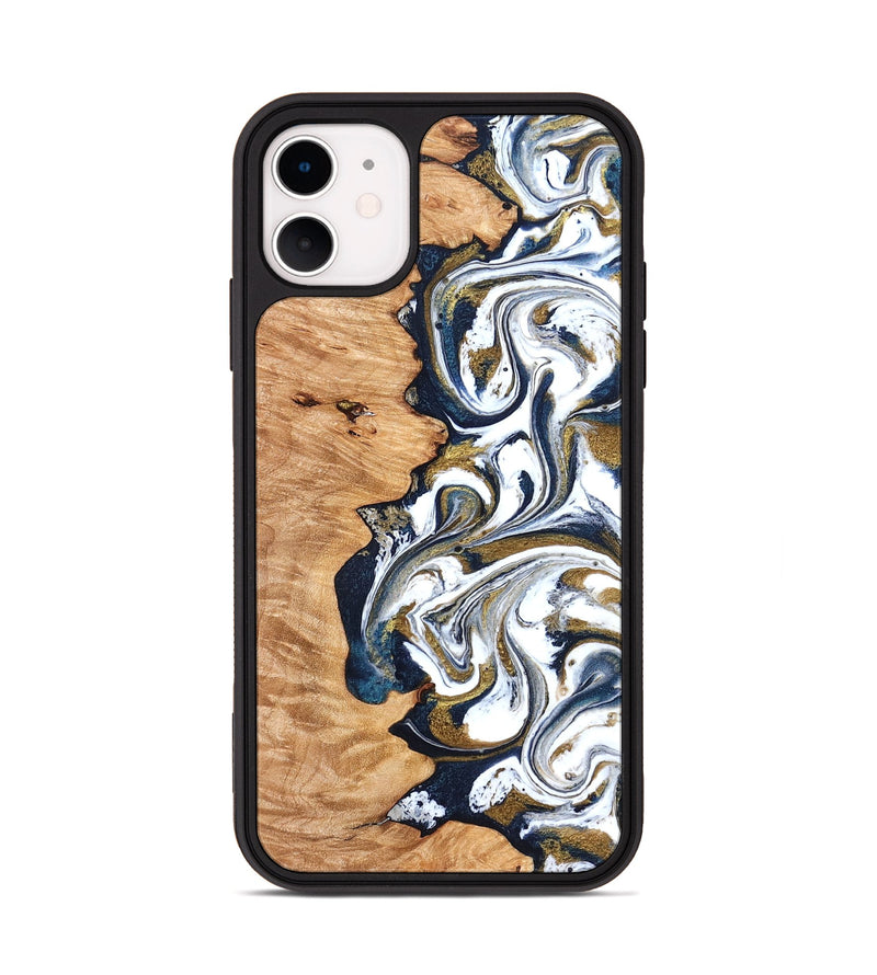 iPhone 11 Wood Phone Case - Dillion (Teal & Gold, 831269)