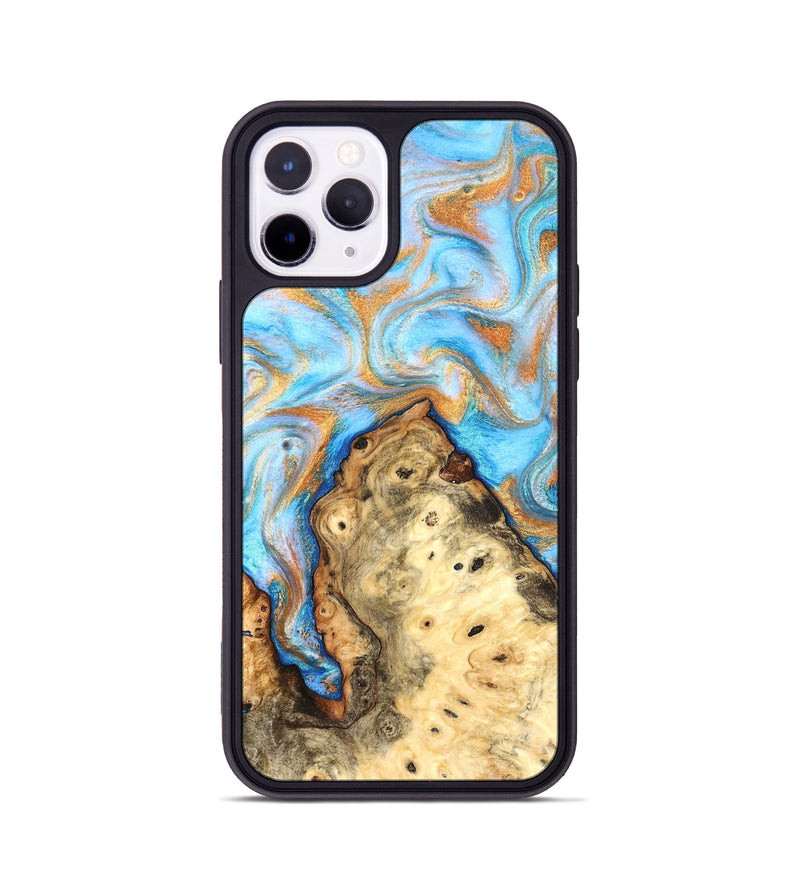iPhone 11 Pro Wood Phone Case - Grayce (Teal & Gold, 831270)