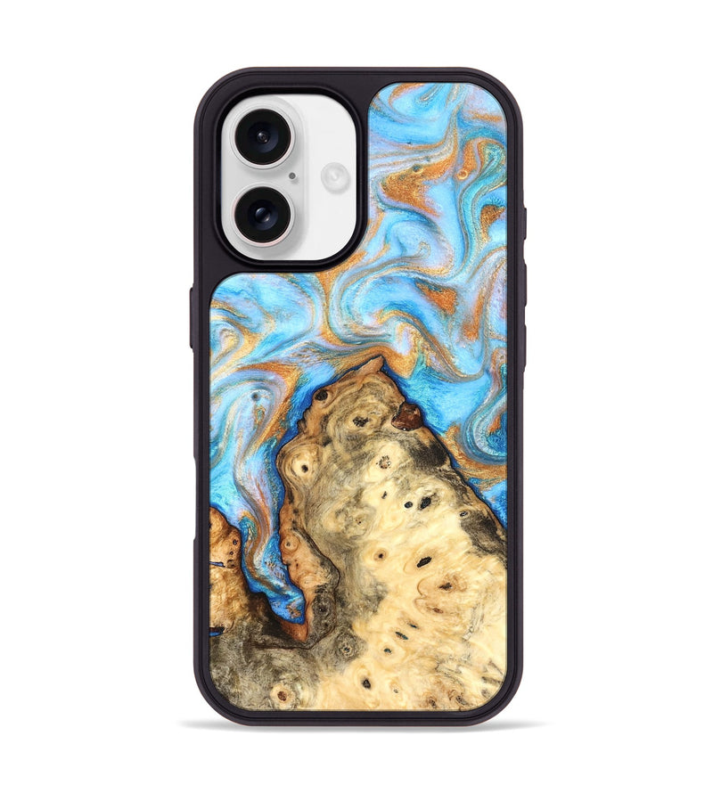 iPhone 17 Wood Phone Case - Grayce (Teal & Gold, 831270)