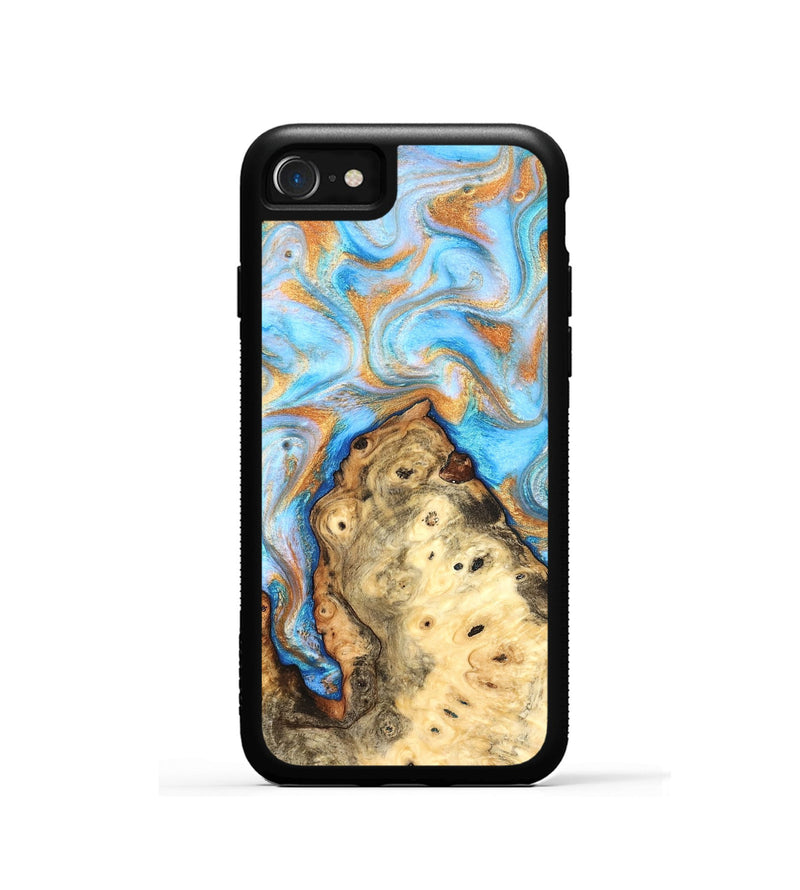 iPhone SE Wood Phone Case - Grayce (Teal & Gold, 831270)
