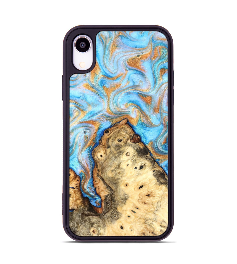 iPhone Xr Wood Phone Case - Grayce (Teal & Gold, 831270)