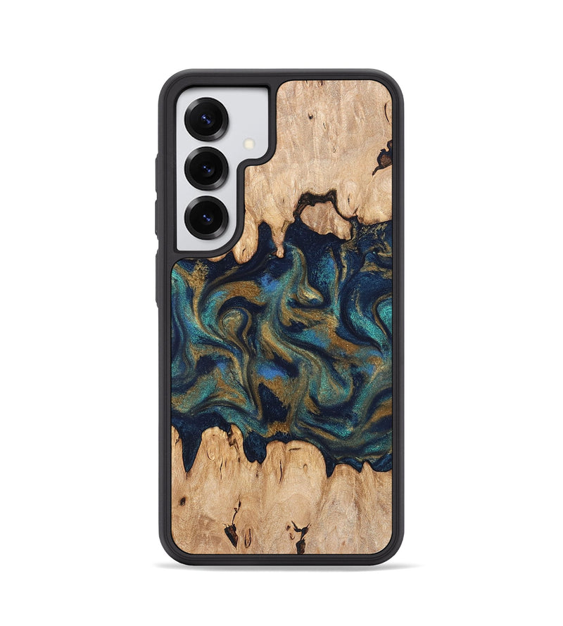 Galaxy S25 Wood Phone Case - Bettye (Teal & Gold, 831271)