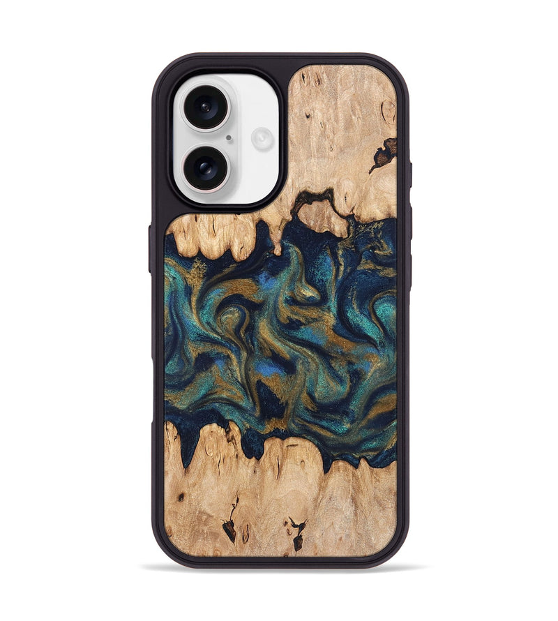iPhone 17 Wood Phone Case - Bettye (Teal & Gold, 831271)