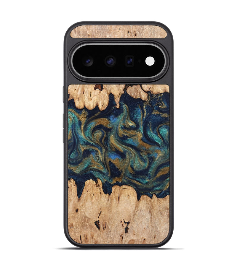 Pixel 11 Pro Wood Phone Case - Bettye (Teal & Gold, 831271)