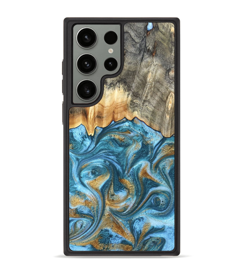 Galaxy S23 Ultra Wood Phone Case - Howard (Teal & Gold, 831272)
