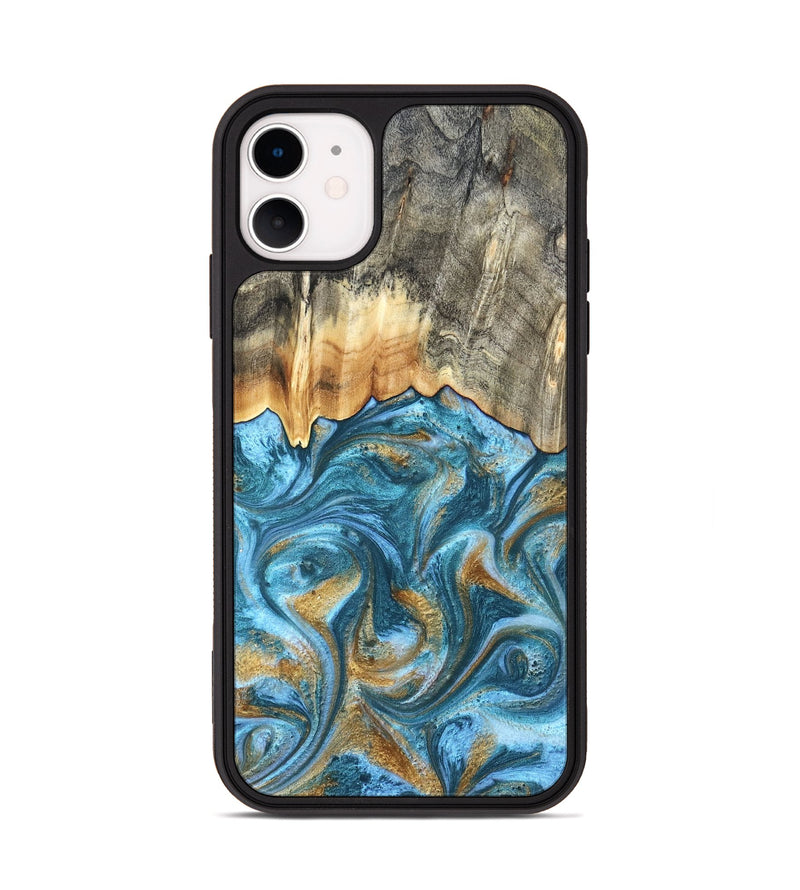 iPhone 11 Wood Phone Case - Howard (Teal & Gold, 831272)