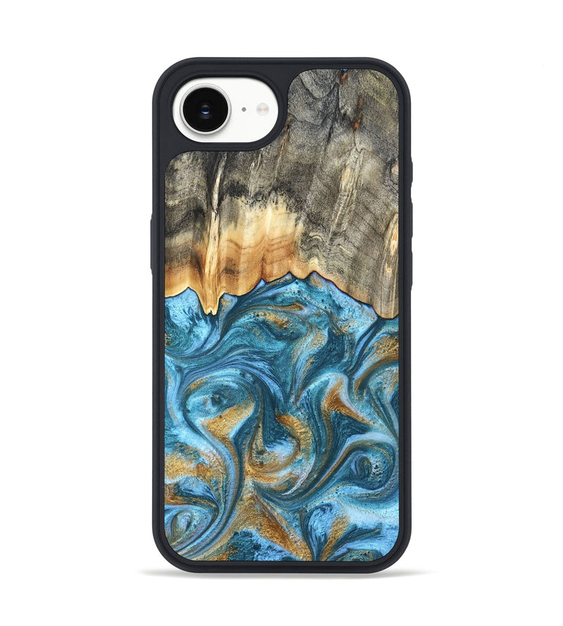 iPhone 16e Wood Phone Case - Howard (Teal & Gold, 831272)