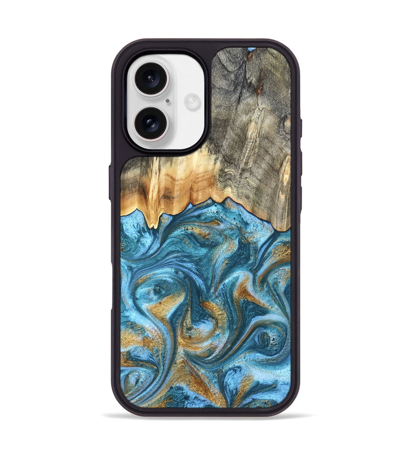 iPhone 17 Wood Phone Case - Howard (Teal & Gold, 831272)