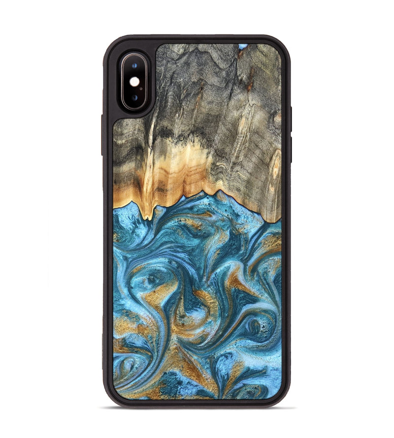 iPhone Xs Max Wood Phone Case - Howard (Teal & Gold, 831272)
