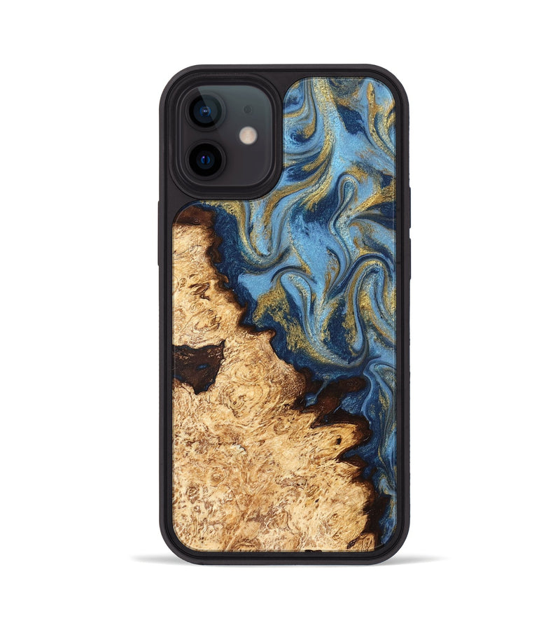 iPhone 12 Wood Phone Case - Corrine (Teal & Gold, 831273)