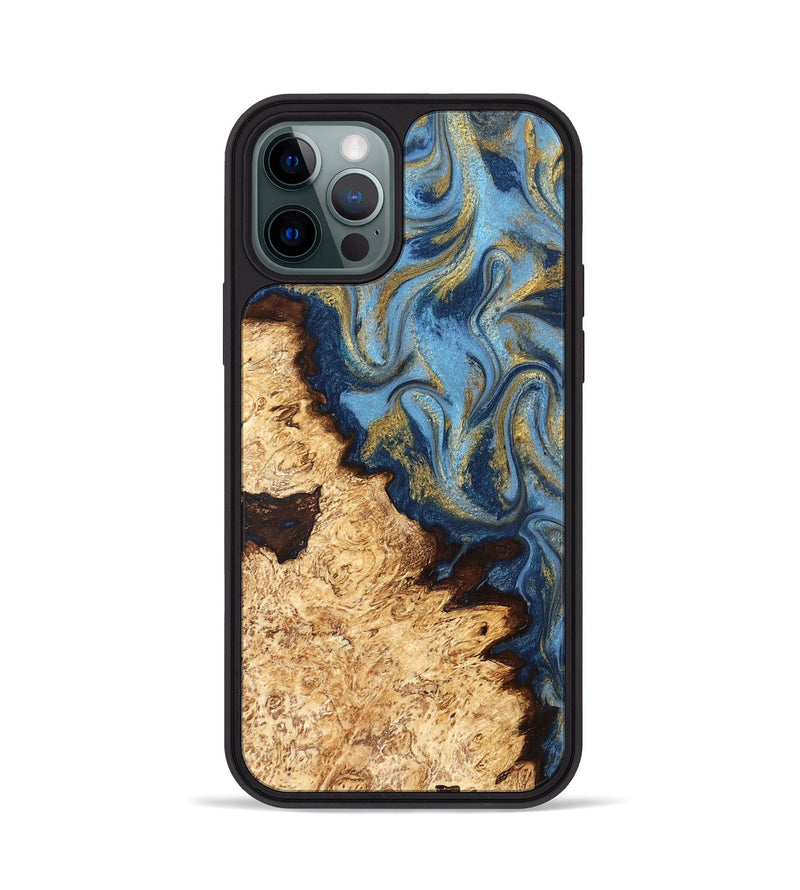 iPhone 12 Pro Wood Phone Case - Corrine (Teal & Gold, 831273)