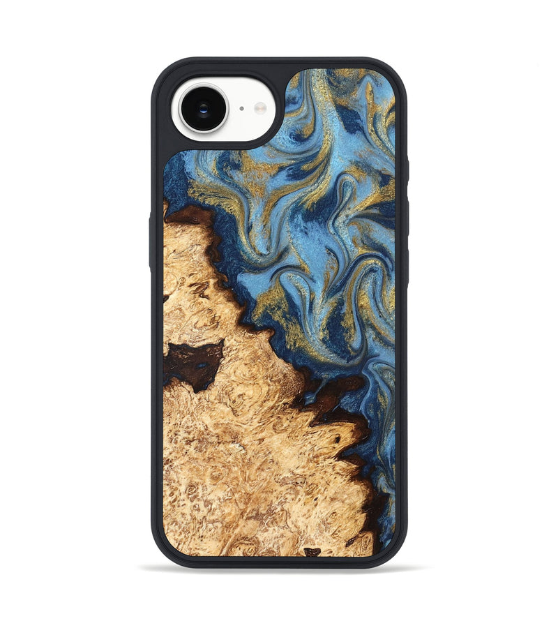 iPhone 16e Wood Phone Case - Corrine (Teal & Gold, 831273)
