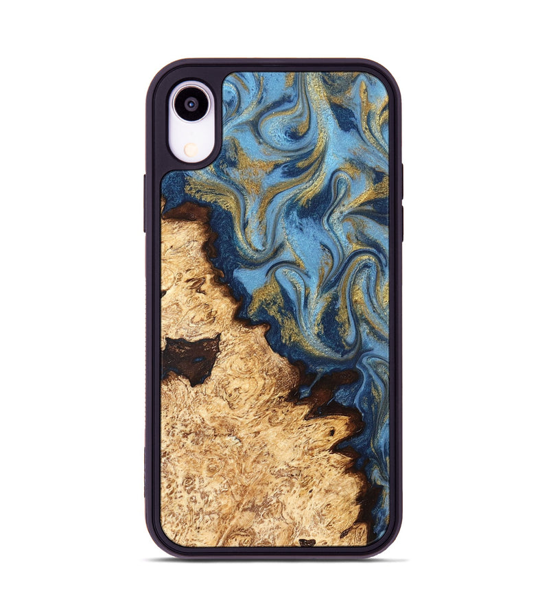 iPhone Xr Wood Phone Case - Corrine (Teal & Gold, 831273)