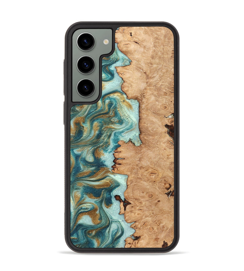 Galaxy S23 Plus Wood Phone Case - Huxley (Teal & Gold, 831274)