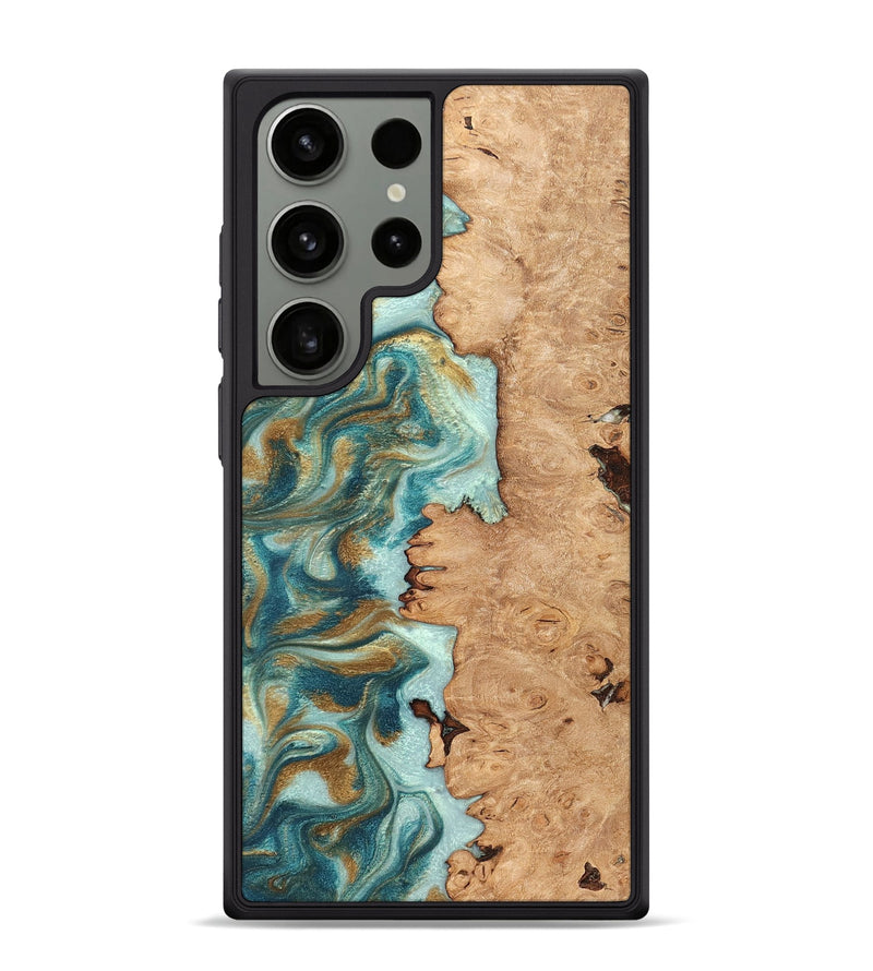 Galaxy S24 Ultra Wood Phone Case - Huxley (Teal & Gold, 831274)