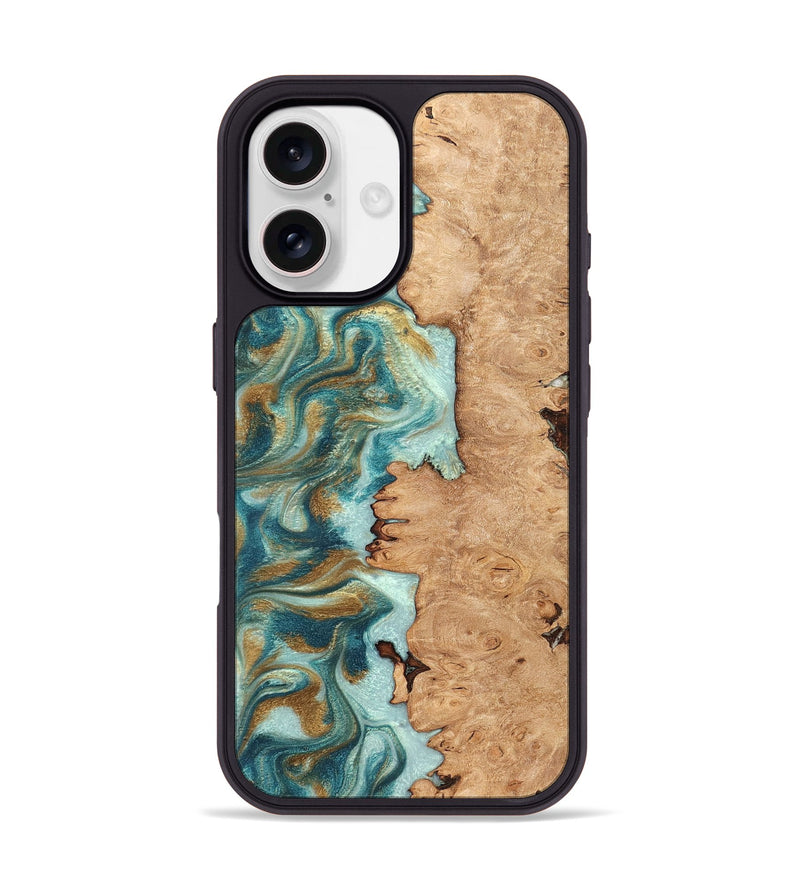 iPhone 17 Wood Phone Case - Huxley (Teal & Gold, 831274)