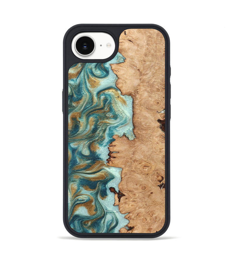 iPhone 17e Wood Phone Case - Huxley (Teal & Gold, 831274)