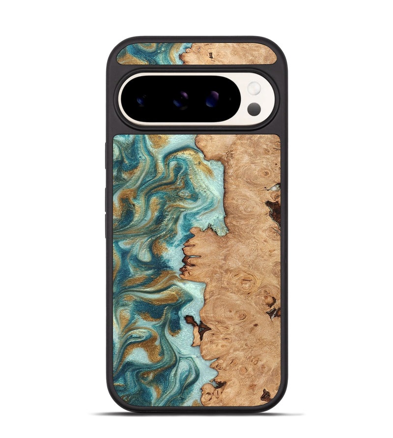 Pixel 9 Wood Phone Case - Huxley (Teal & Gold, 831274)