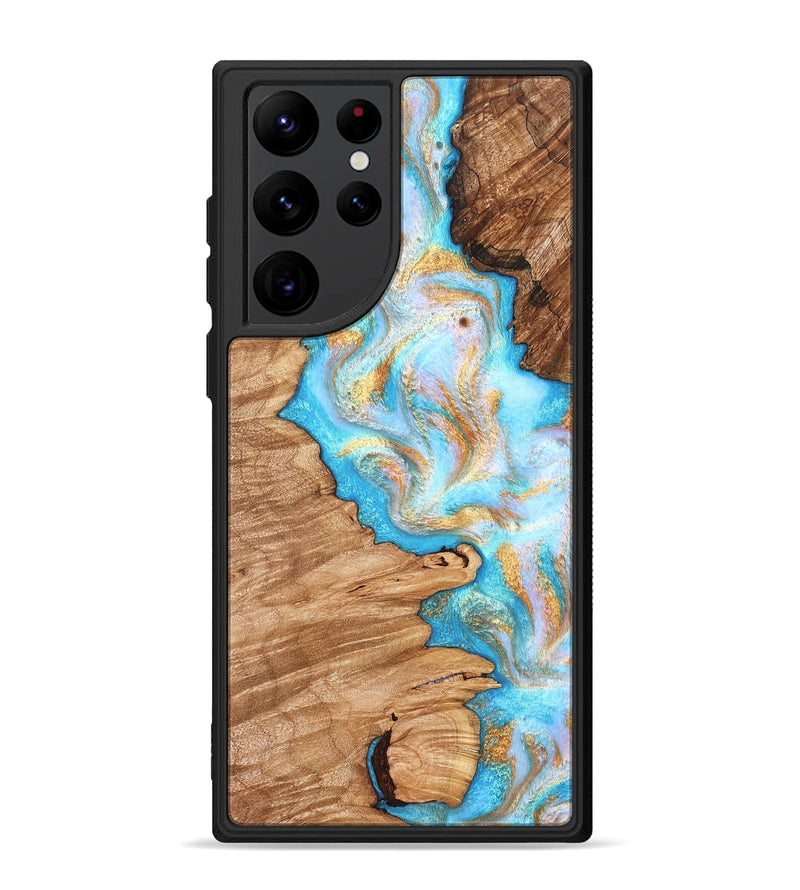 Galaxy S22 Ultra Wood Phone Case - Dorthy (Teal & Gold, 831275)