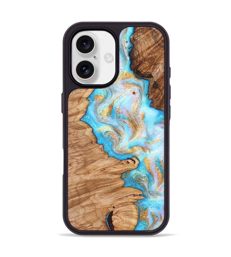 iPhone 17 Wood Phone Case - Dorthy (Teal & Gold, 831275)